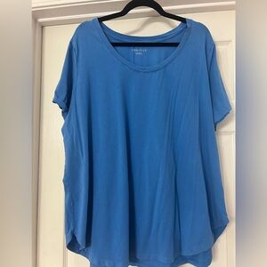 Ava & Viv Bright Blue Scoop Neck Short Sleeve Top